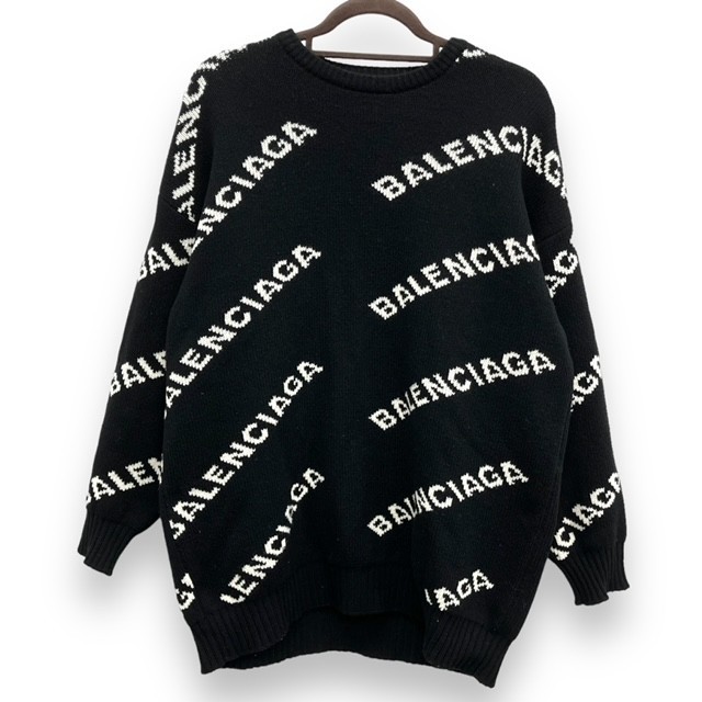  new goods BALENCIAGA Balenciaga clothes knitted sweater fashion tops M size 555273 T1471 1262 ALL OVER LOGO JACQUARED KNIT
