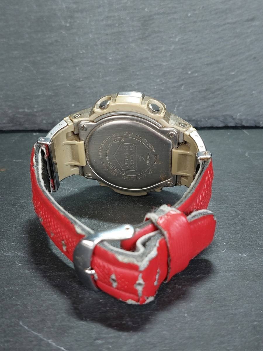 CASIO カシオ G-SHOCK ジーショック G-200L-4BJF メンズ 腕時計 アナデジ レッド ステンレス レザーベルト 新品電池交換済み 動作確認済み_画像5
