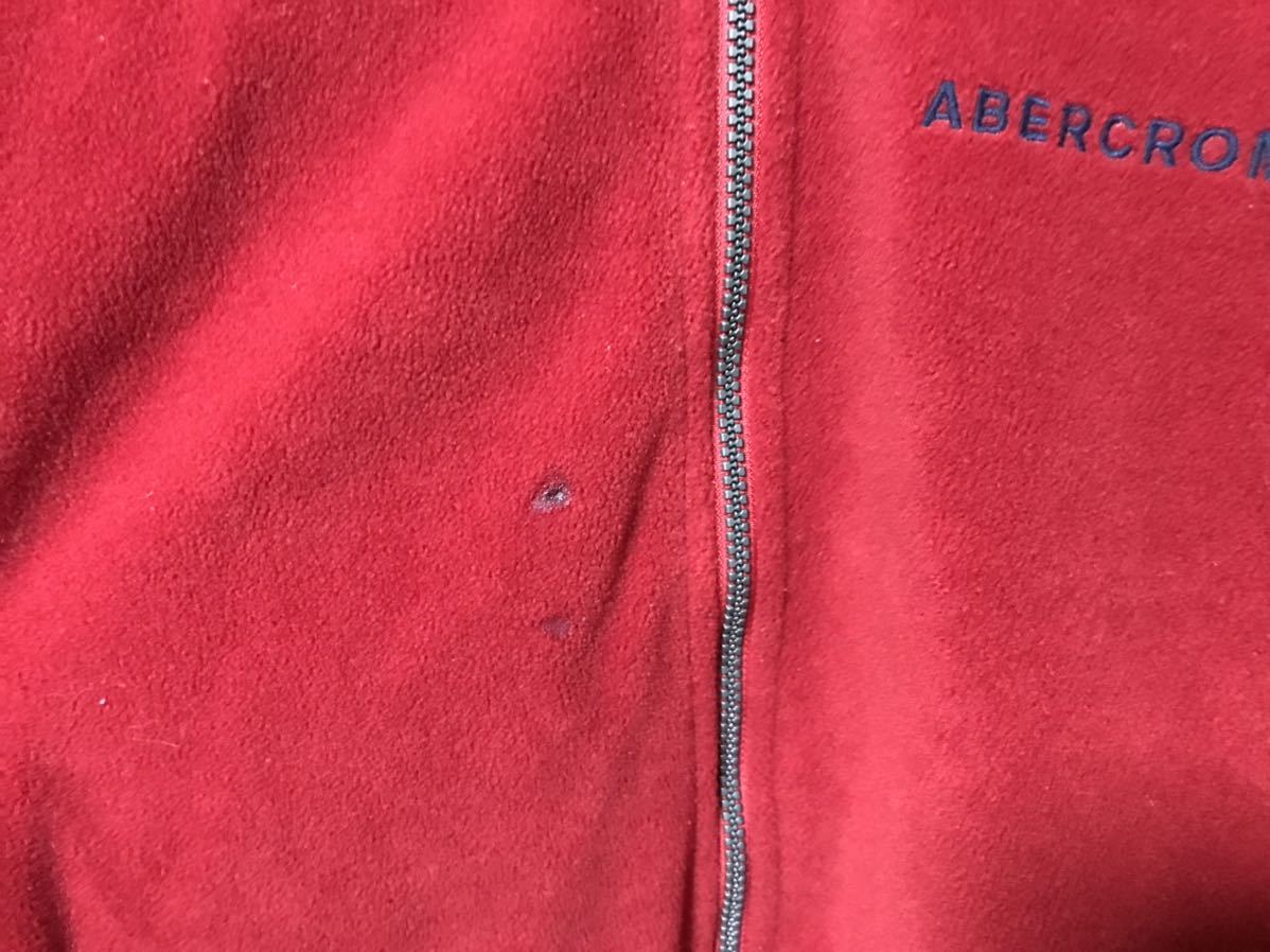 Abercrombie アバクロンビー フリース 　フルジップ 古着　Ｌ　赤　_画像4