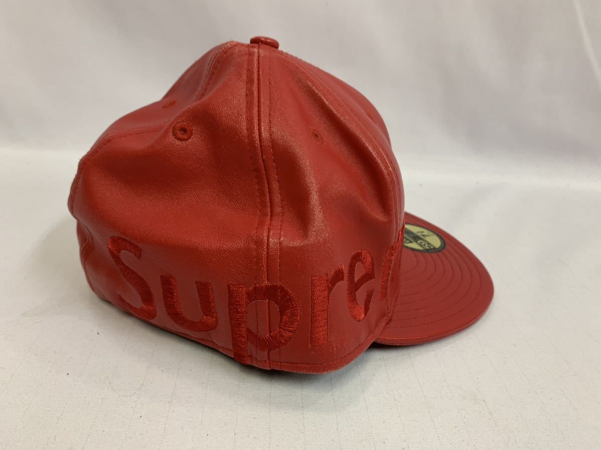 supreme × NEW ERA サイドロゴ レザー ベースボール キャップ 59FIFTY 7 3/8 58.7cm [060] 143/874K_画像2