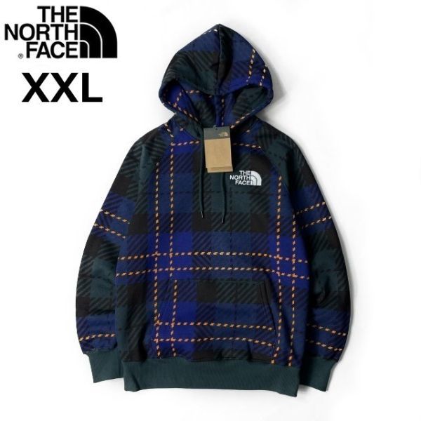 1円～!売切!【正規新品】THE NORTH FACE W HOLIDAY HOODIE パーカー US限定 上質 男女兼用 裏起毛 キャンプ(XXL)青 緑 チェック柄181130-35_画像2