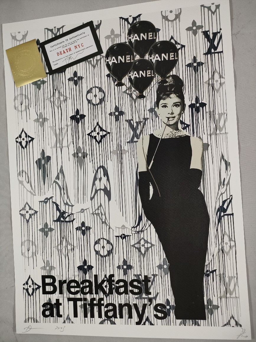 #015 DEATH NYC 世界限定 アートポスター 現代アート ポップアート オードリー・ヘプバーン ティファニーで朝食を LV ヴィトン_画像3