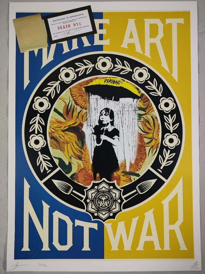 #041 DEATH NYC 世界限定ポスター 現代アート ポップアート MAKE ART NOT WAR シェパードフェアリー Banksy 傘少女 ゴッホ ひまわり_画像4