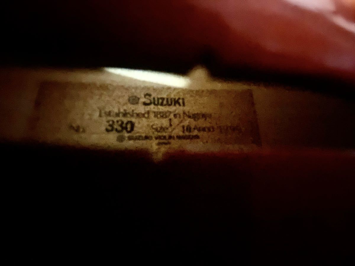 ヴァイオリン　SUZUKI 鈴木バイオリン　no.330 1/10サイズ　弓　セミハードケース付き　１９９９年_画像4