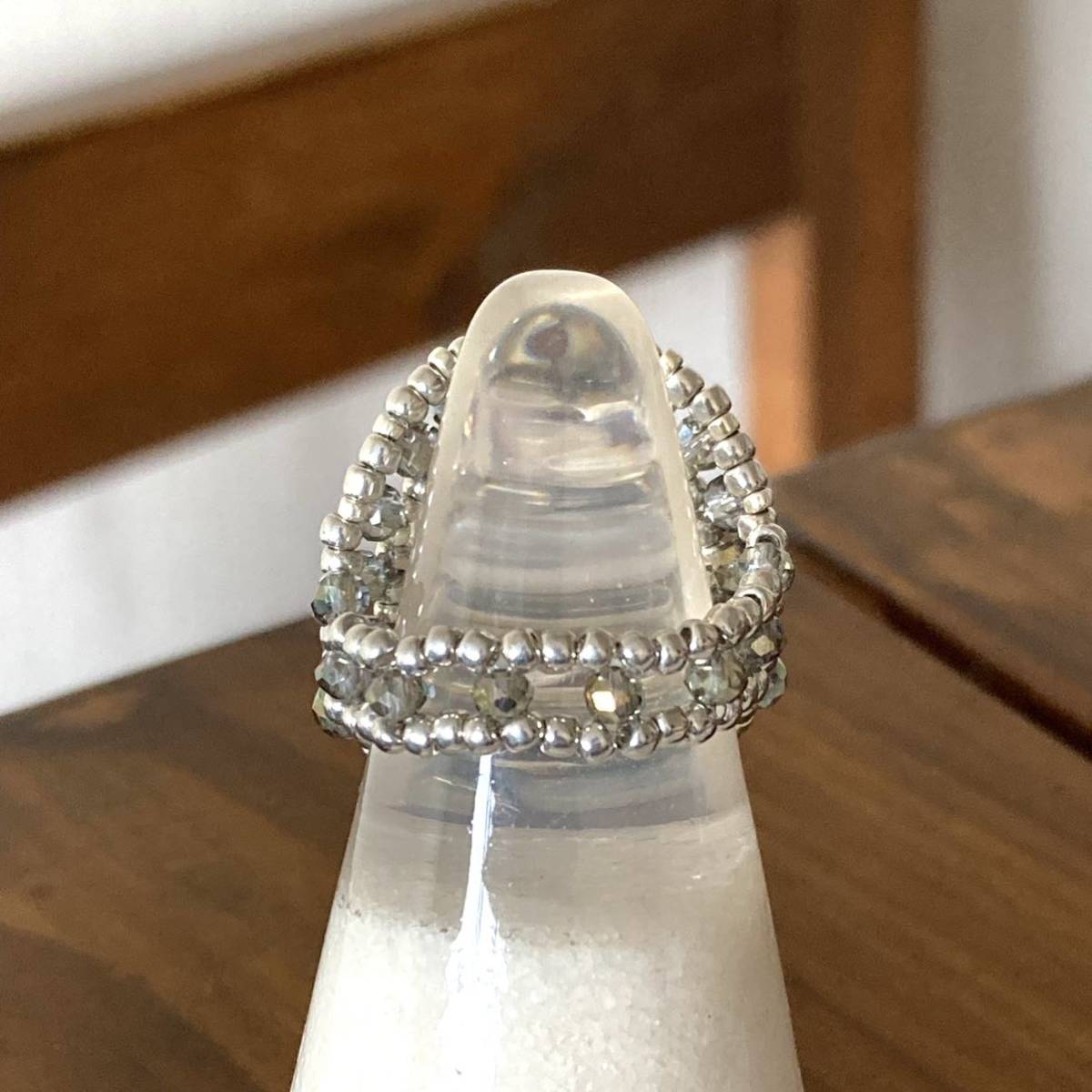 16-18 номер бисер кольцо кольцо большой круглый прозрачный Aurora × серый 