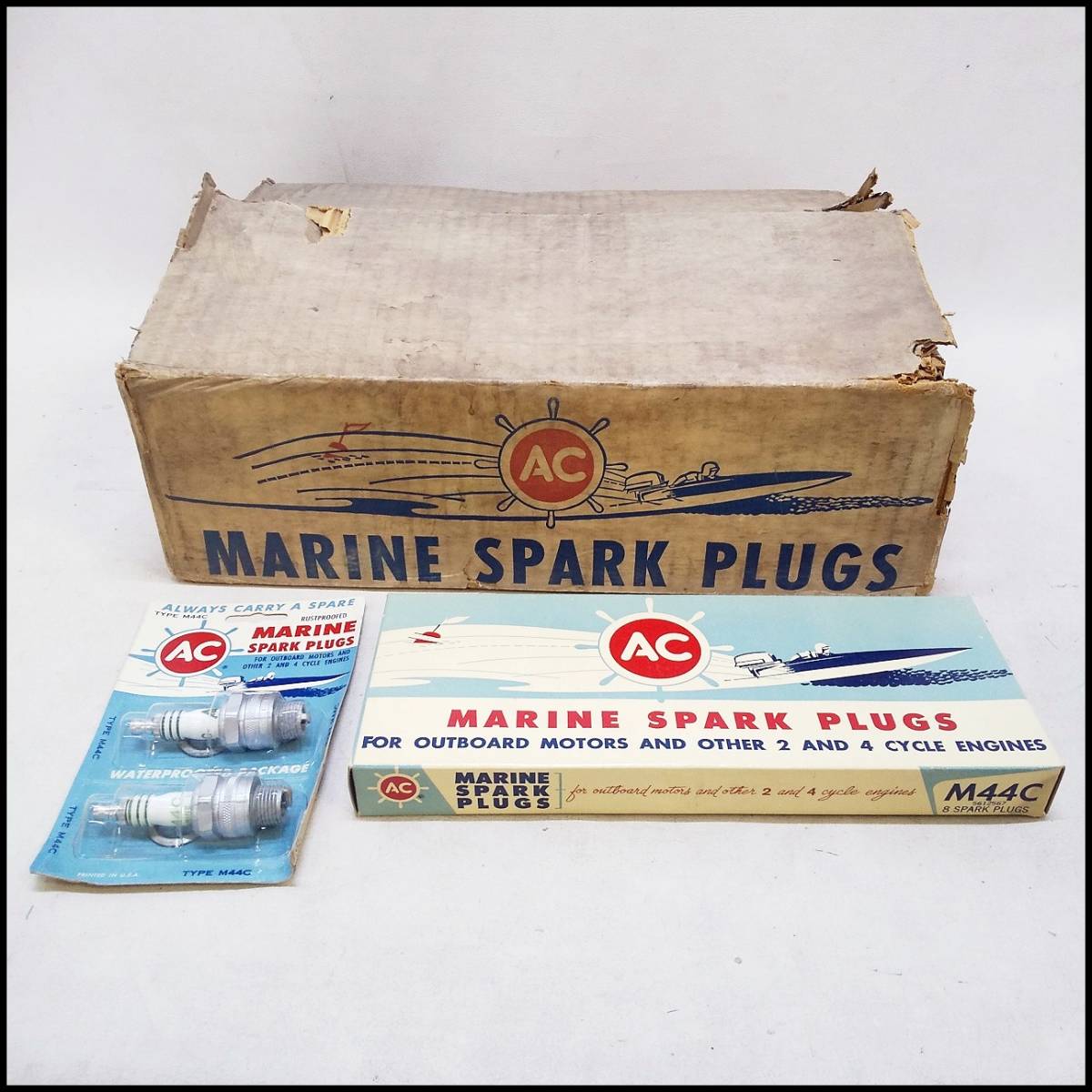 ●AC MARINE SPARK PLUGS マリン スパークプラグ 船外機用 M44C 1箱8個入り×13セット 計104点 未開封●K1802_画像1