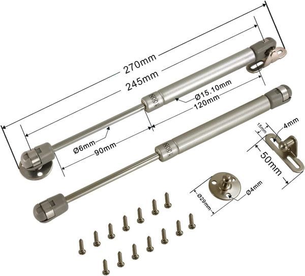 取替 補修用 ガススプリング ダンパー ガスショック ステー ドアサポート 吊り戸棚など家具 4点セット_画像2