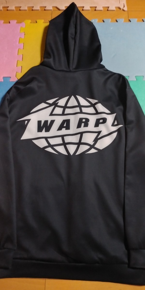 レア物!「WARP RECORDS ワープレコード」のフロントジッパーのパーカー。大きめサイズなので冬の厚着の上から羽織ってもとてもお洒落です。_画像4
