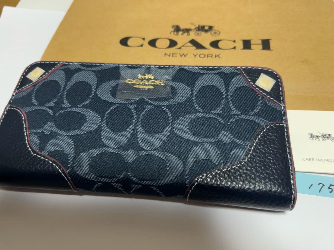 175 新品未使用 COACH コーチ 長財布 シグネチャー ラウンドファスナー アウトレット F53769_画像1