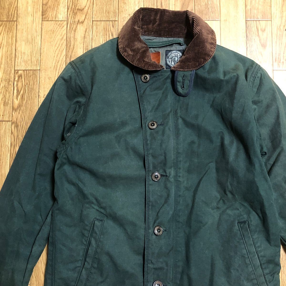 日本製 WASTE TWICE MILLERAIN社 オイルドジャケット 深緑 2サイズ ウエストトゥワイス 撥水 チンスト WALDES_画像2