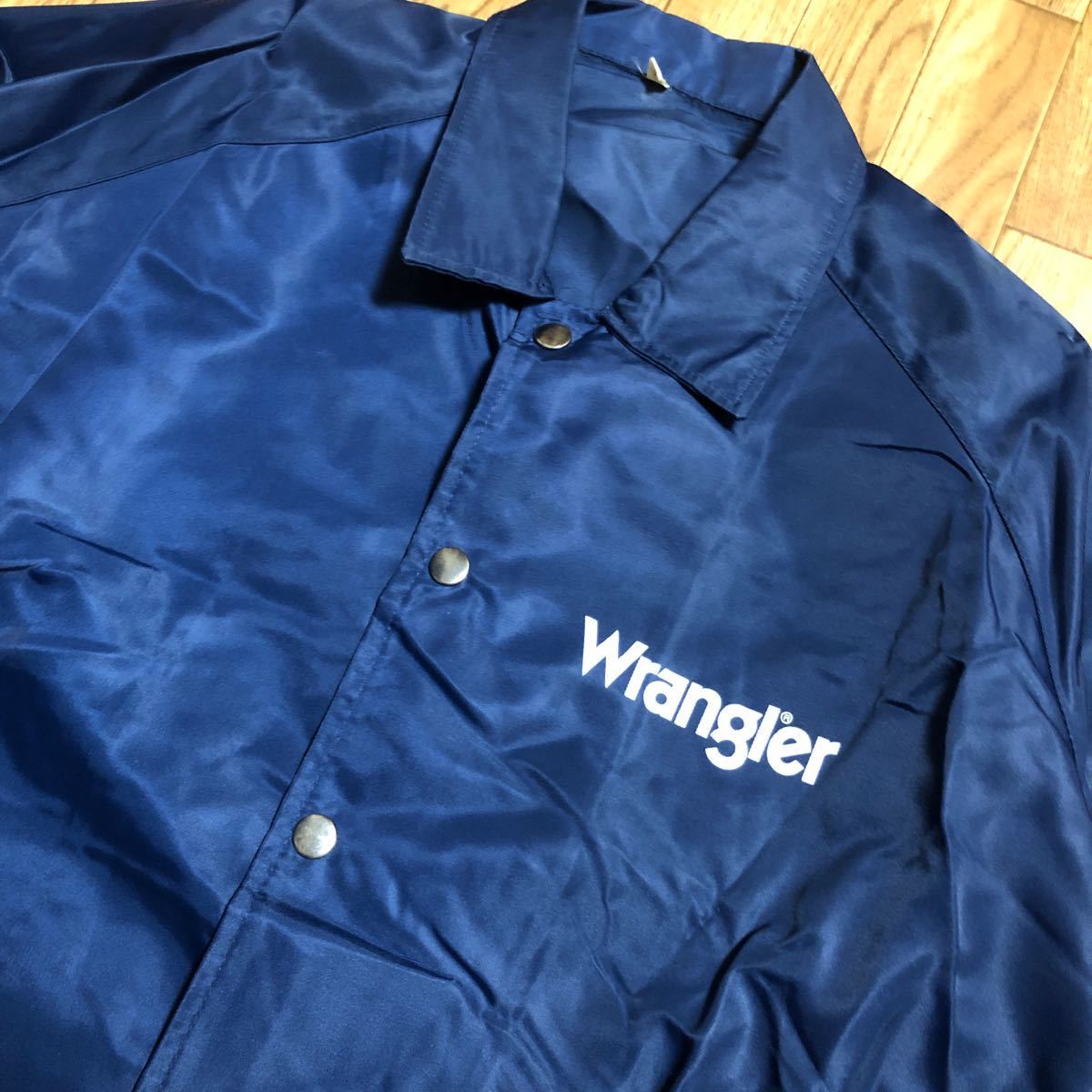 90s Wrangler コーチジャケット ナイロンジャケット 紺 フリーサイズ 古着 ラングラー スナップボタンの画像2