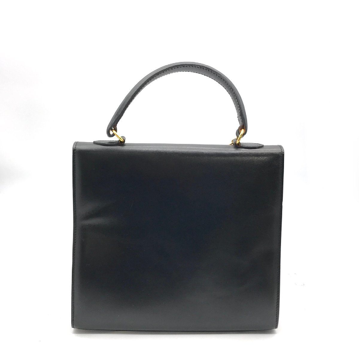 1円 良品 CELINE セリーヌ サークル金具 ケリー型 2way ヴィンテージ ハンド ショルダー バッグ ブラック A1154_画像2