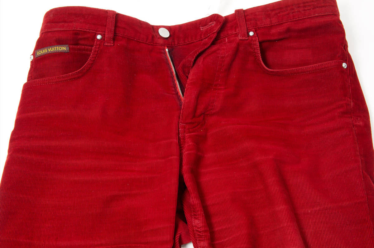 【美品】ルイヴィトン　値段10万くらい　コーデュロイパンツ　メンズ　赤　カシミア混　40サイズ　クリスマス LOUIS VUITTON_画像4