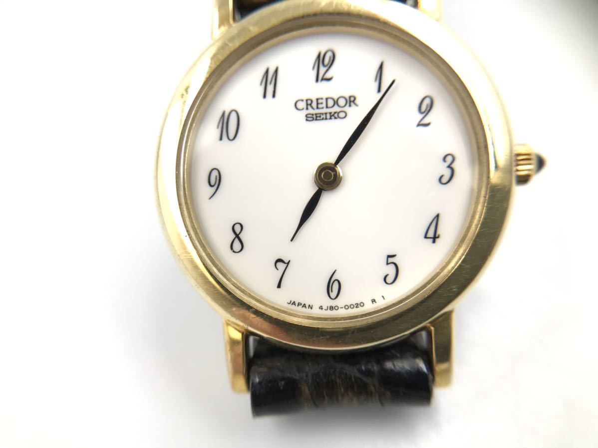 SEIKO セイコー 4J80-0010 クレドール 18KT 刻印 　クオーツ レディース腕時計　CREDOR 　現状品　 白文字盤_画像3