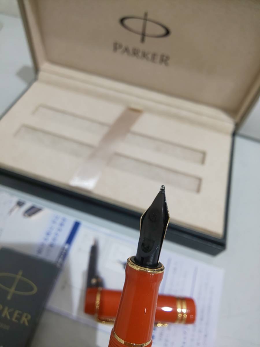 54737★パーカー デュオフォールド ビッグレッドGT センテ FP M 1907189 万年筆 赤 PARKER ペン先750_画像7