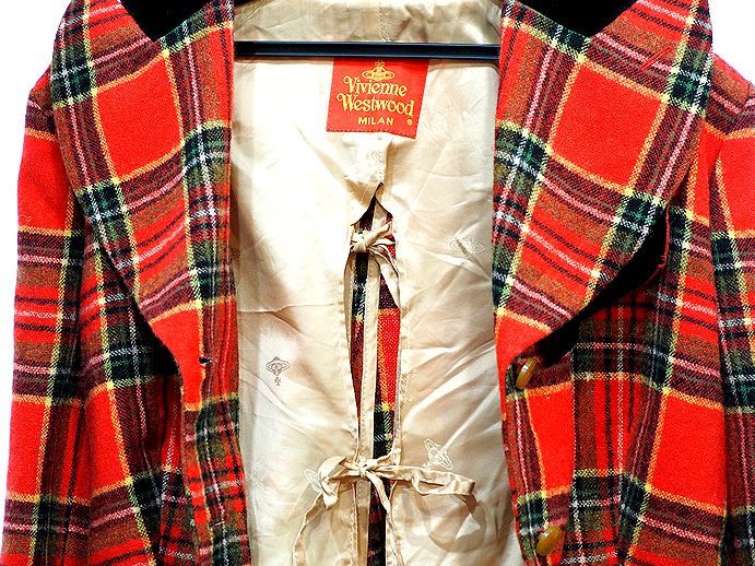 激レア Vivienne Westwood タータンチェク別珍切り替えデザイン ジャケット ヴィヴィアンウエストウッド_画像8