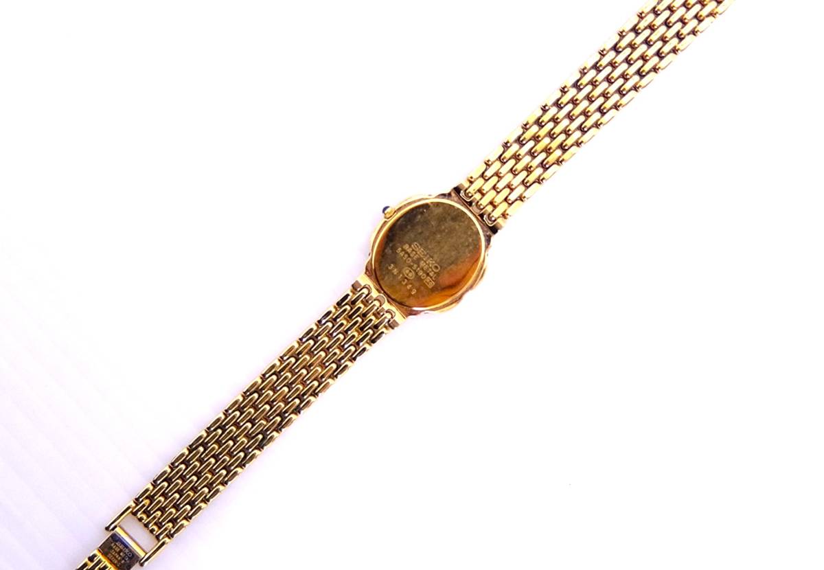 稼働品 SEIKO セイコー エクセリーヌ 5A50-5190 ベゼルダイヤ シェル文字盤 レディース 腕時計 ゴールド カラー ダイヤモンド_画像7