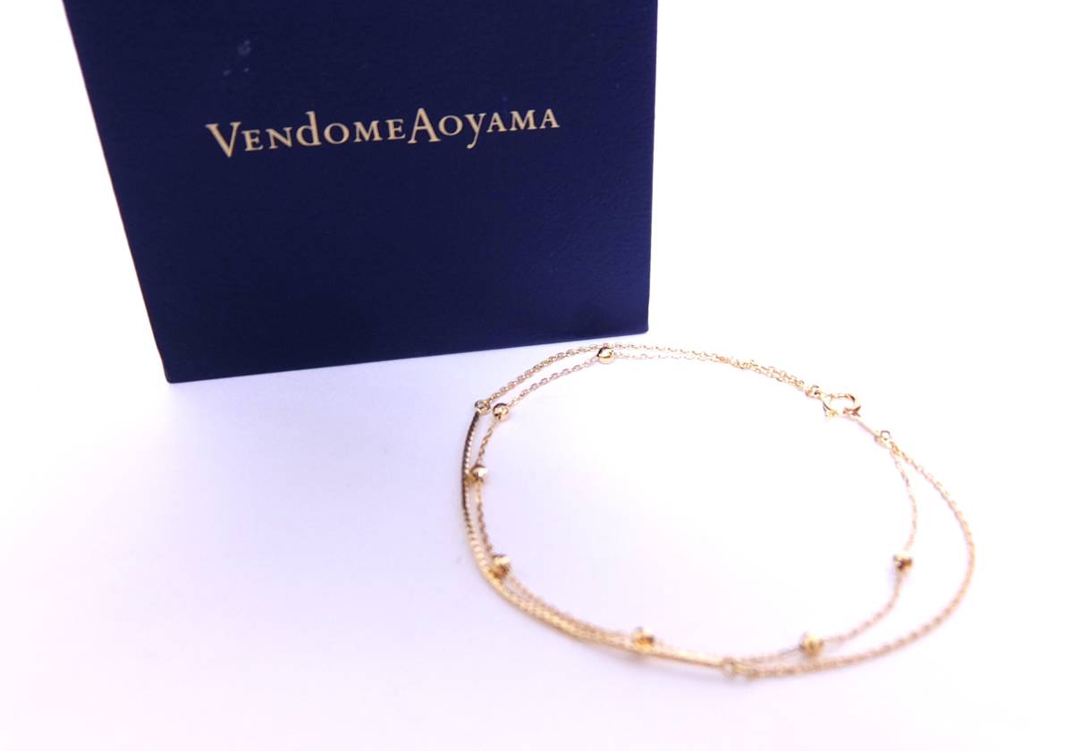 箱付き VENDOME AOYAMA ヴァンドーム青山 K18 1.8ｇ ダブルチェーン ゴールド ブレスレット アクセサリー 金 の画像2