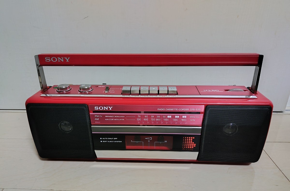  SONY ソニー CFS-E20 ラジカセ ラジオカセットコーダー レッド 赤 ジャンク_画像1