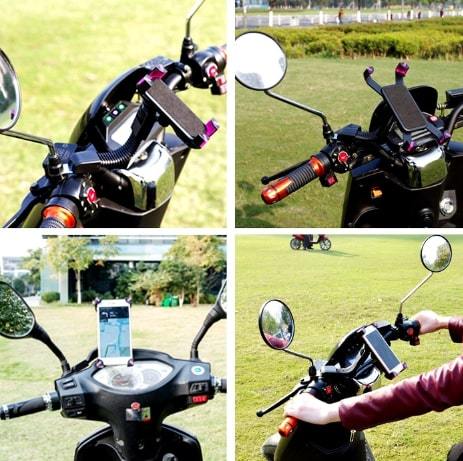 送料無料 バイク用スマホホルダー スマホスタンド 携帯ホルダー 原付 ミラー取付 ツーリング オートバイ カーナビ代わり_画像2