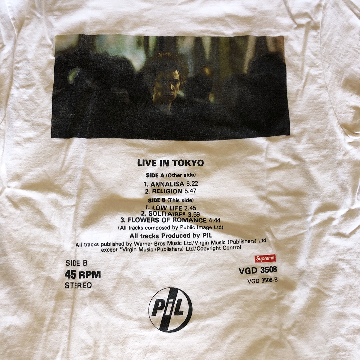 Supreme◆2022FW/PIL Live In Tokyo Tee/Mサイズ/White/シュプリーム/ジョン・ライドン_画像5