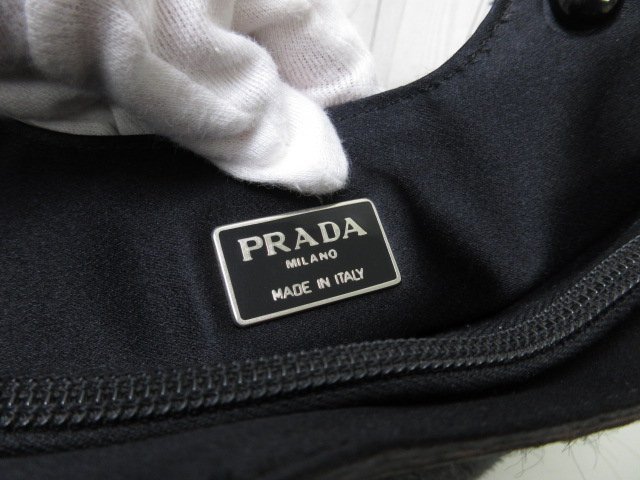 極美品 PRADA プラダ ハンドバッグ バッグ ハラコ 黒 65418_画像10