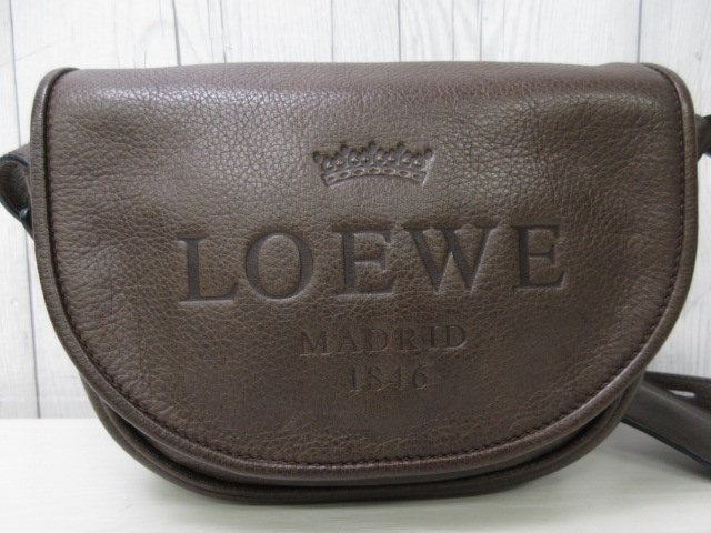 極美品 LOEWE ロエベ ショルダーバッグ バッグ レザー 茶 66104_画像10