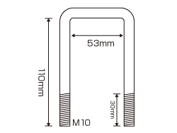[sea1116] U bolt ko. character bolt M10x53x110 bolt & nylon nut & washer set 