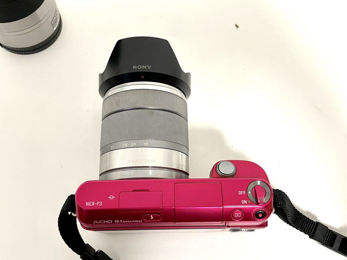 ○ SONY NEX-F3 レンズキット ミラーレス 一眼カメラ ピンク SEL55210 1855 E 4.5-6.3/55-210 3.5-5.6/18-55 OSS φ49 動作確認済み_画像7