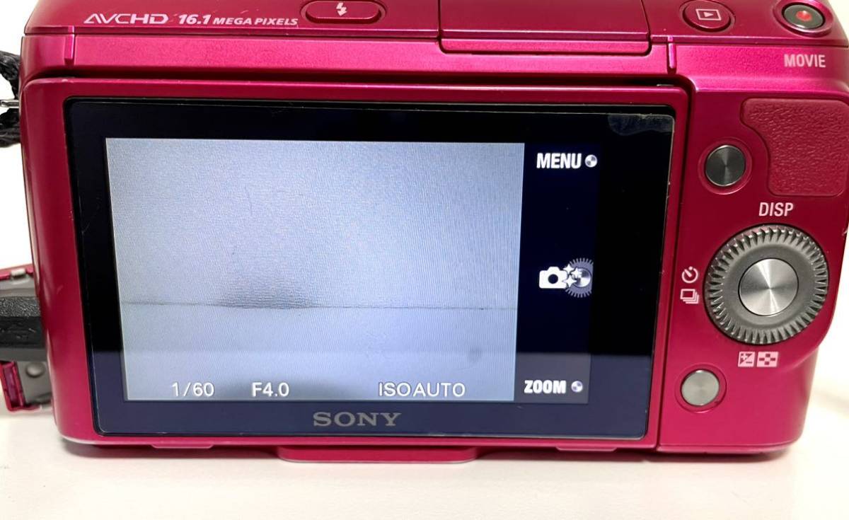 ○ SONY NEX-F3 レンズキット ミラーレス 一眼カメラ ピンク SEL55210 1855 E 4.5-6.3/55-210 3.5-5.6/18-55 OSS φ49 動作確認済み_画像5