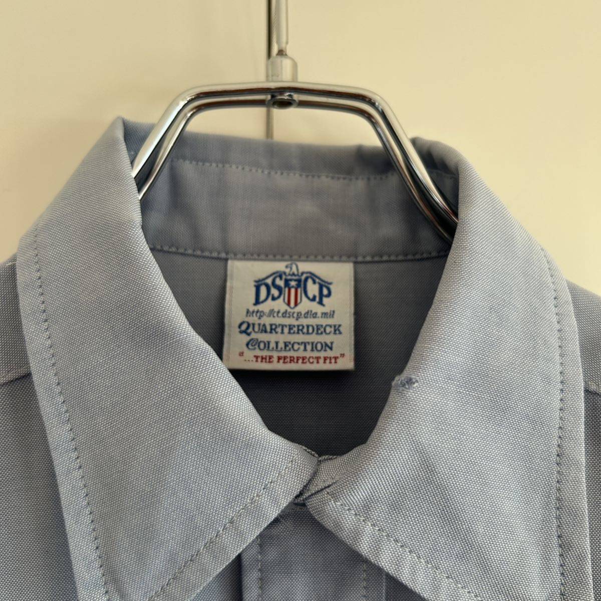 90s U.S.NAVY ユーティリティ ワークシャツ 半袖 M-L程度 DSCP ミリタリー ブルー 古着の画像3