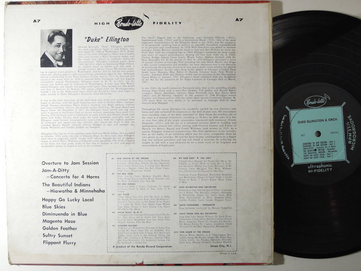 Duke Ellington And His Famous Orchestra And Soloists　ディープグルーヴ 重量盤 ハイフィデリティーレコード_画像2