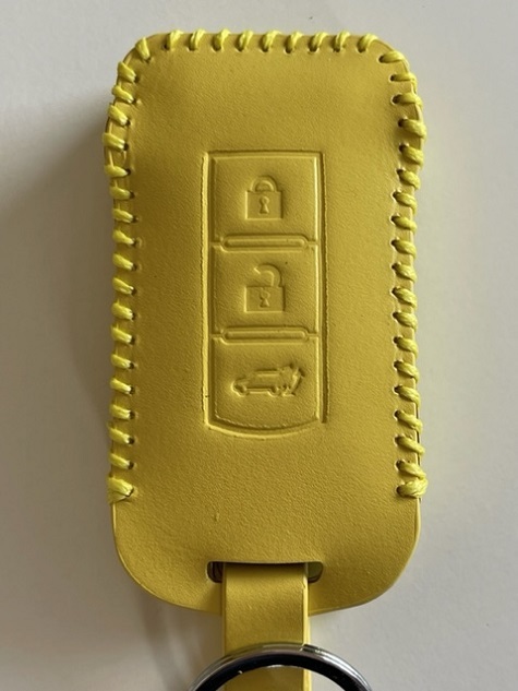  cow leather precisely Fit case Delica D:5 Outlander 3 button yellow color Mitsubishi Outlander PHEV smart key case 1