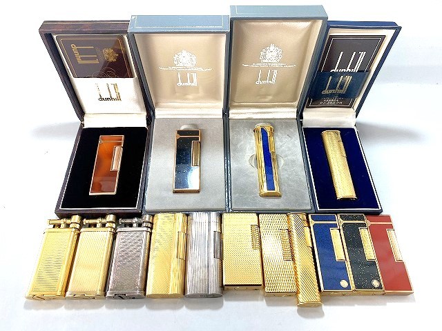 中古 着火4点 dunhill ダンヒル ガスライター 15点まとめセット dロゴ ハンマー 70 スリム ゴールド/シルバー/漆 喫煙具 雑貨 コレクター_画像1