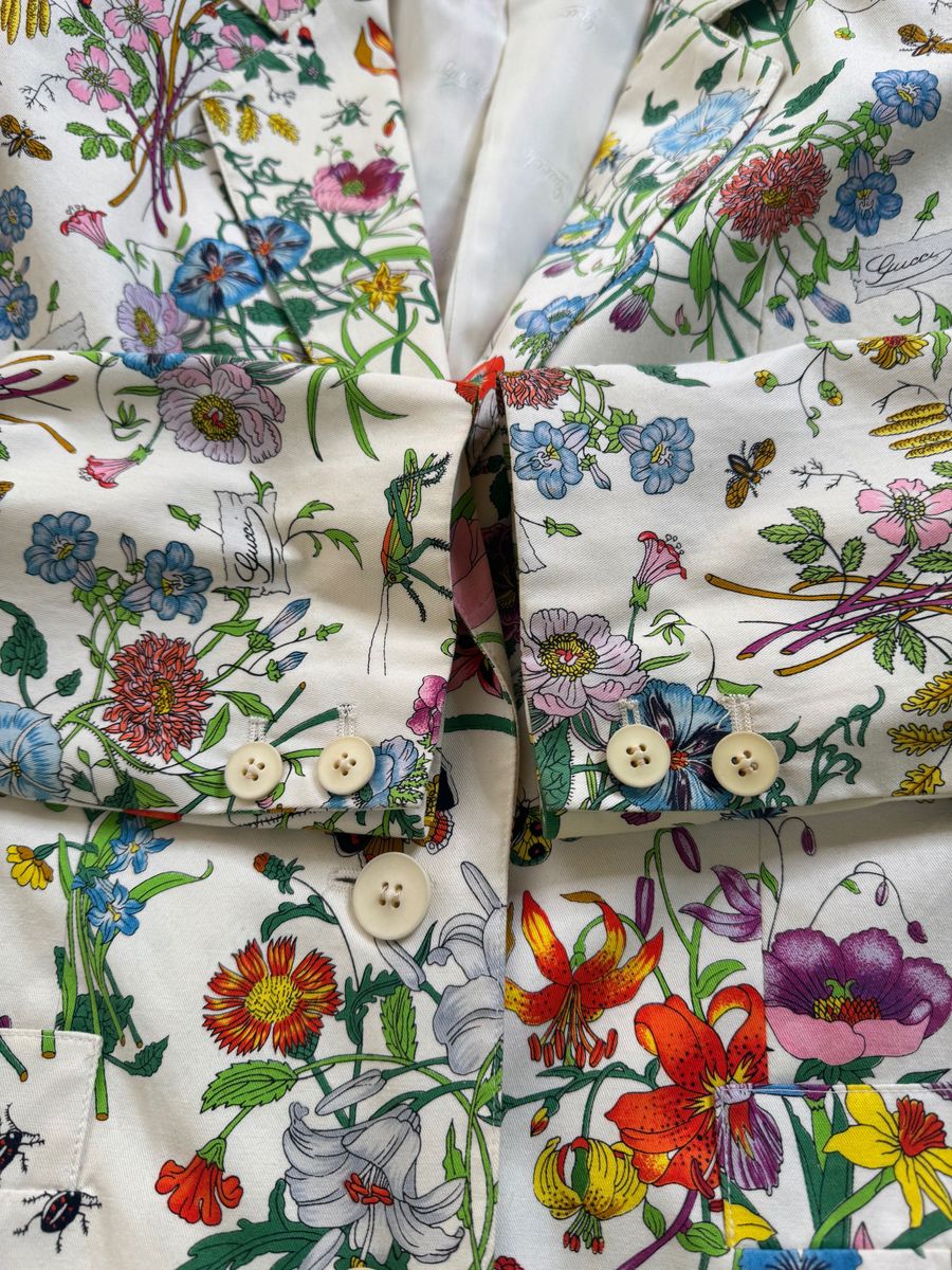 大きいサイズ GUCCI グッチ ボタニカル柄 ジャケット シングル 大きいサイズ GUCCI グッチ ボタニカル柄 ジャケット シングル