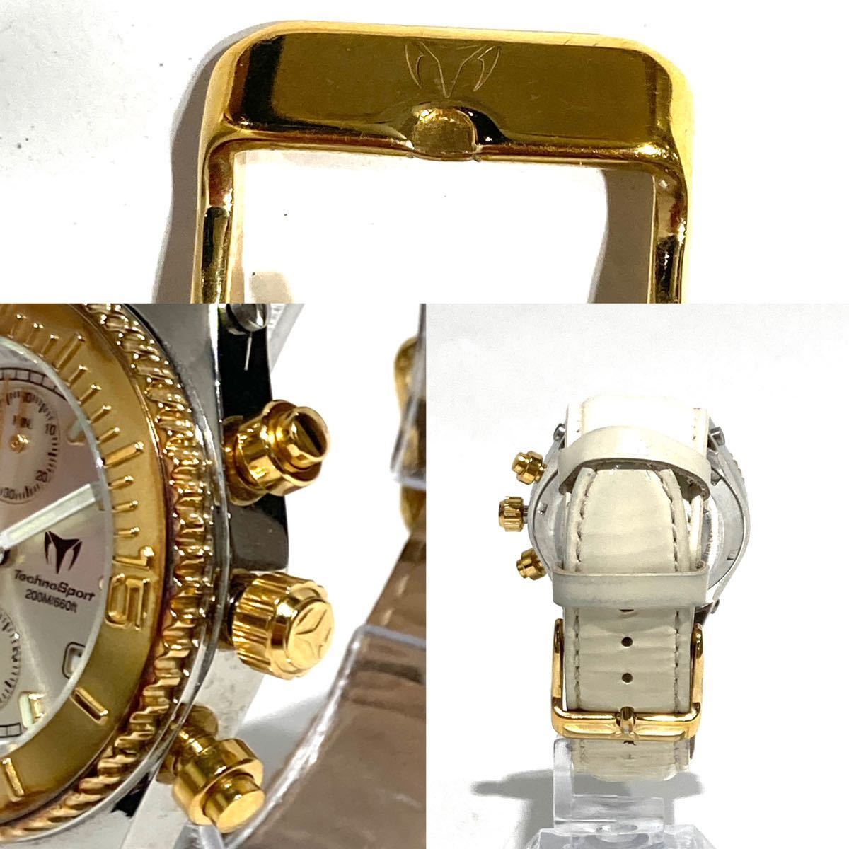 ★bk-314 テクノマリーン QZ CG05 テクノスポーツ シルバー×ゴールド 200M メンズ腕時計 (T97-7)_画像6