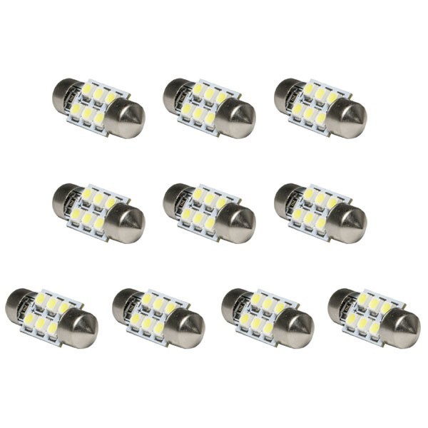 10個セット●● 24V SMD6連 T10×28mm LED 電球 両口金 トラック デコトラ ダンプ バス 大型車用 ルームランプ ホワイト_画像1