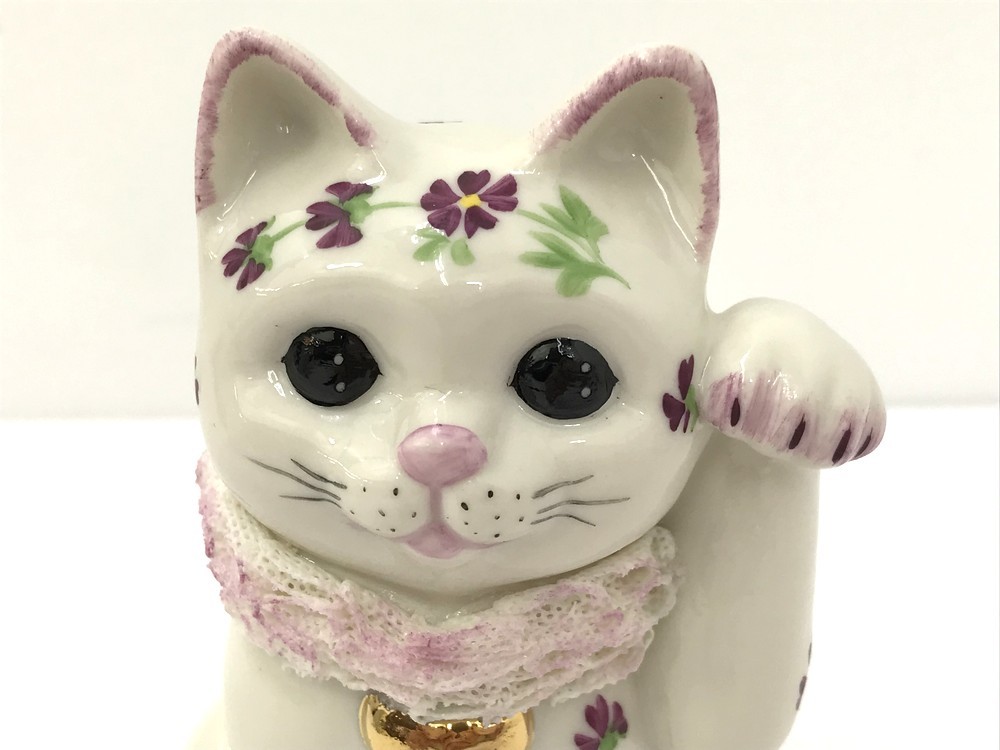 ■●【同梱不可】【60】中古品 IRISH DRESDEN アイリッシュ ドレスデン 3245S CHIBI CAT ハッピーキャットピンク 陶器 箱付き_画像3