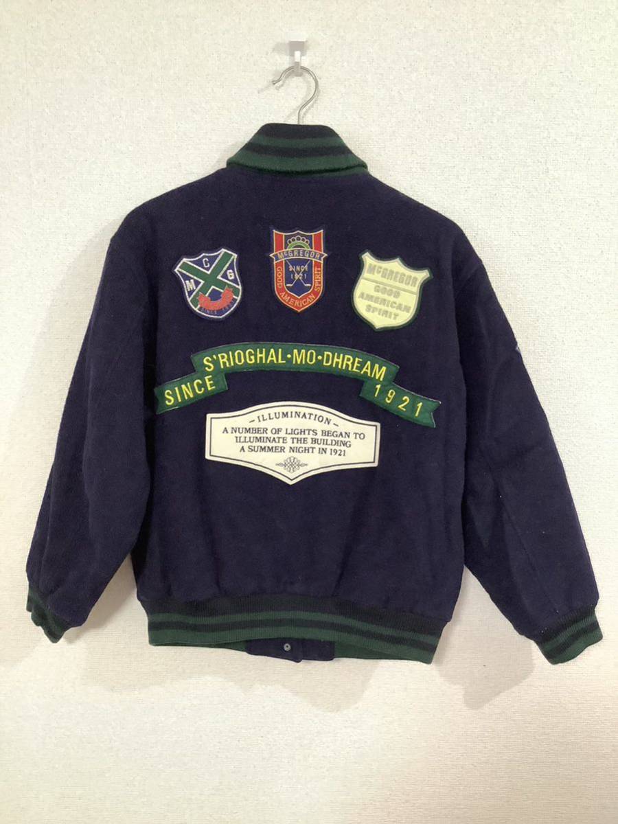 MCGREGORmakrega- badge attaching wool stadium jumper navy blouson lady's retro old clothes Showa era 