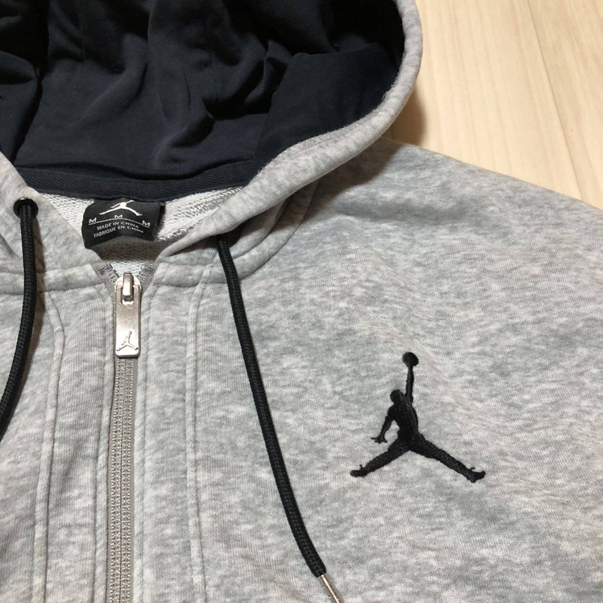 NIKE ナイキ AIR JORDAN ジョーダンブランド スウェット パーカー ジップアップ グレー M ビンテージ _画像4