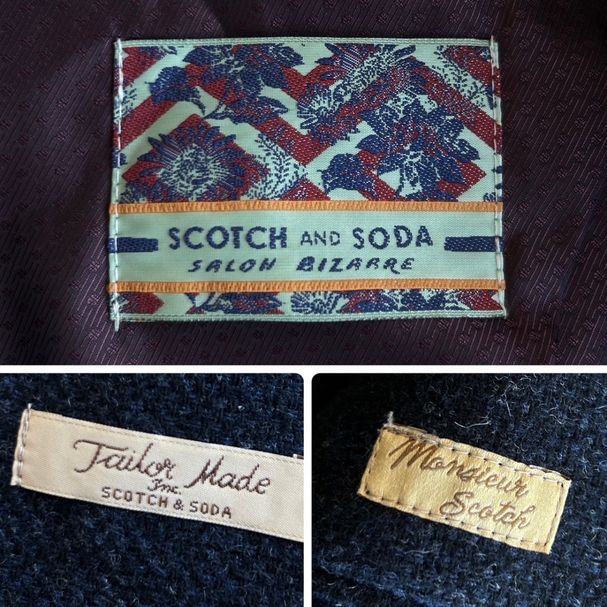 SCOTCH&SODA スコッチアンドソーダ ツイード テーラードジャケット ネイビー 秋冬 M位 アンコン ブレザー_画像8