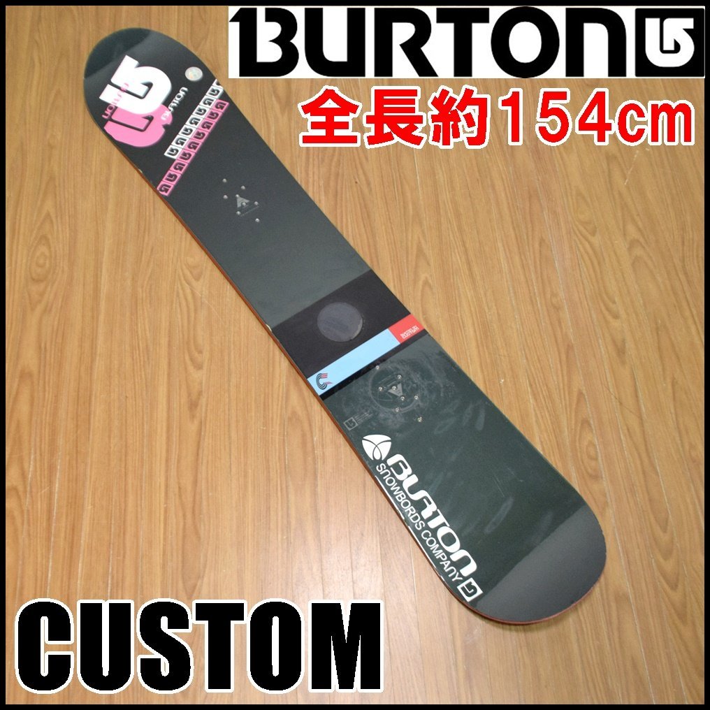 BURTON スノーボード CUSTOM 全長約154cm ブラック 底面ブルー×ホワイト ソフトケース付属 バートン カスタム_画像1