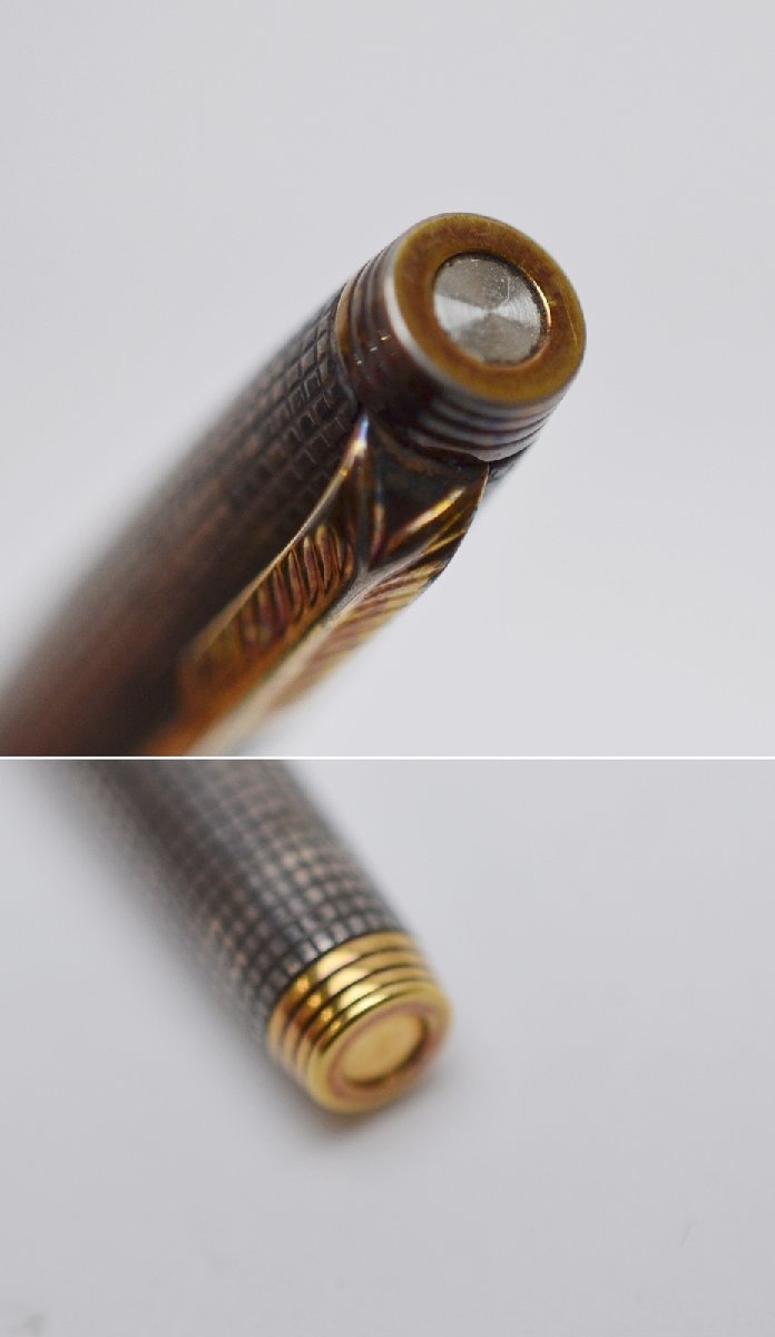 PARKER 格子柄 STERLING CAP & BARREL 万年筆 ペン先14K 筆記未確認 シルバー USA製 パーカー_画像4