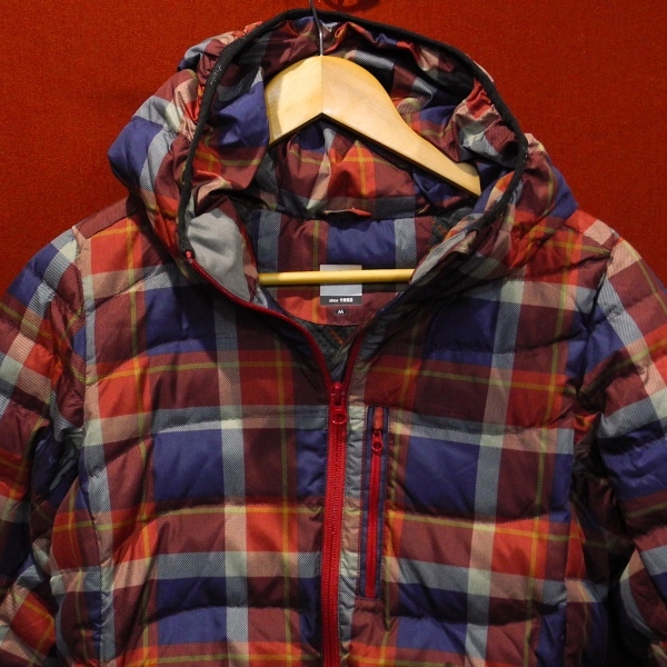 PHENIX Phoenix outdoor design ZIP hood Barker down jacket ... color / navy blue check pattern M beautiful goods 