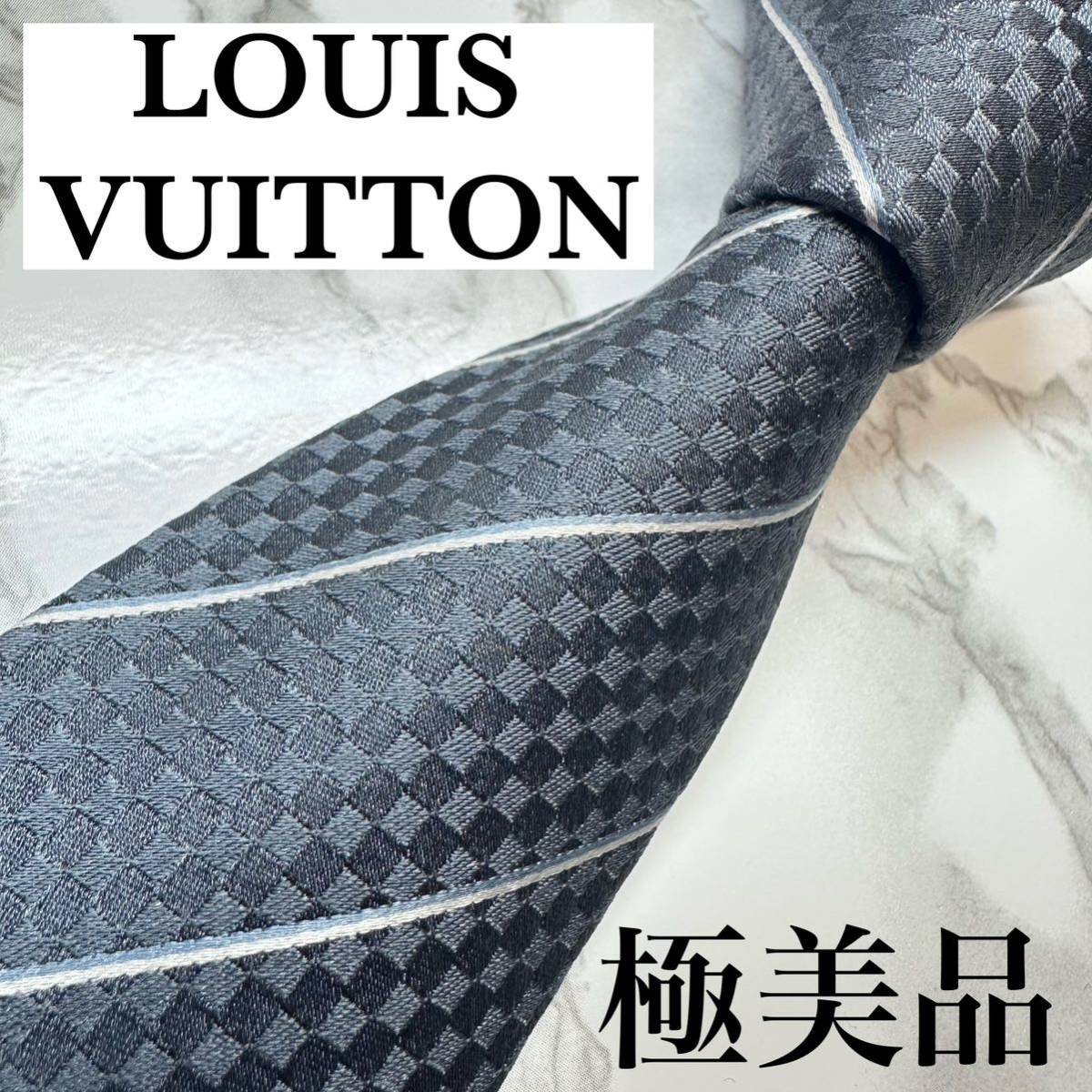 極美品 ネクタイ LOUIS VUITTON LV モノグラム 手裏剣 チェック柄