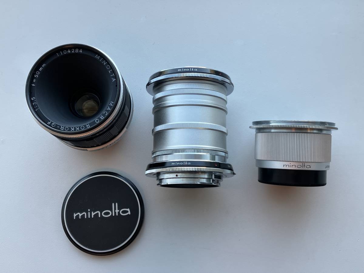 [ rare * beautiful goods ]Minolta MACRO ROKKOR-QF 50mm f3.5ro call macro ring set Minolta 