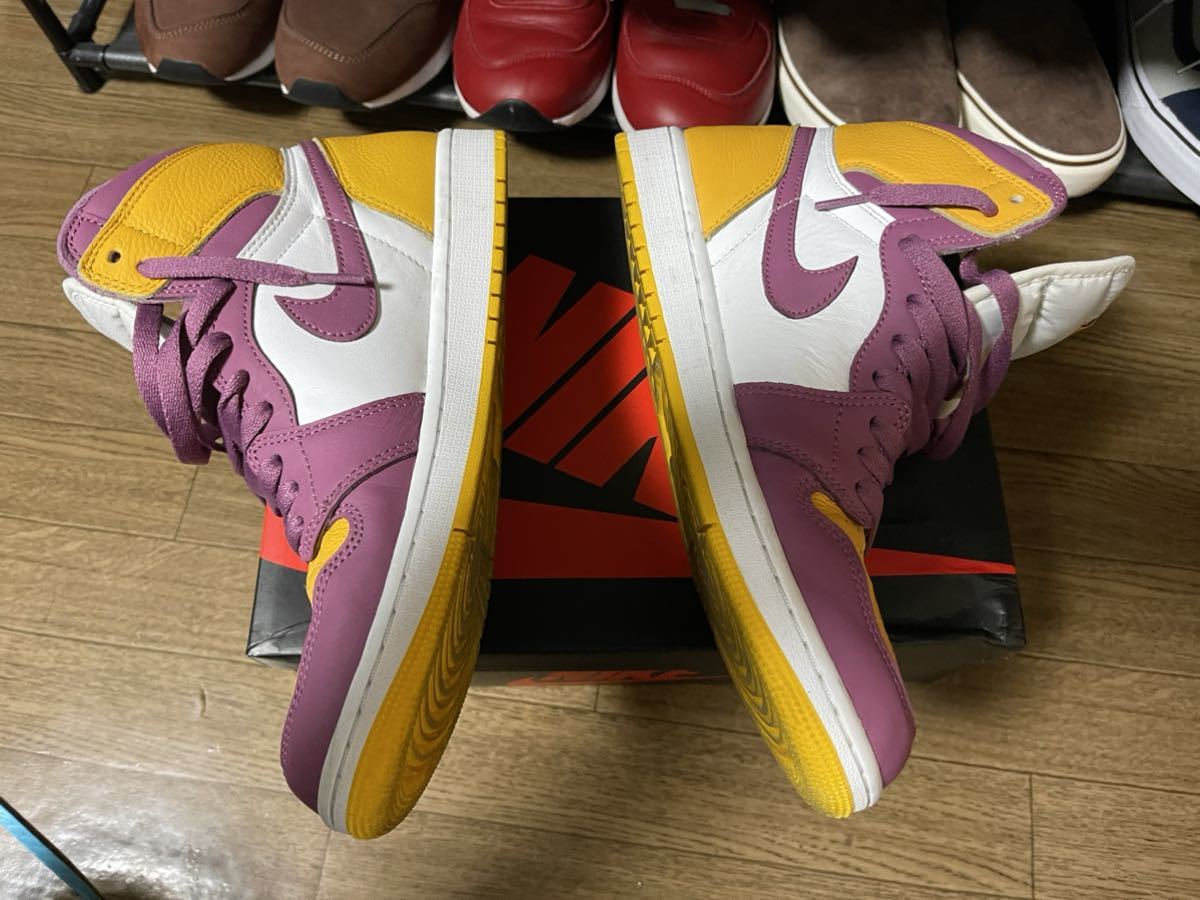 ナイキ エアジョーダン 1 レトロ ハイ OG ブラザーフッド 27.5cm ユニバーシティゴールド/ボルドー/ホワイト AIR JORDAN 1 BROTHERHOOD_画像6