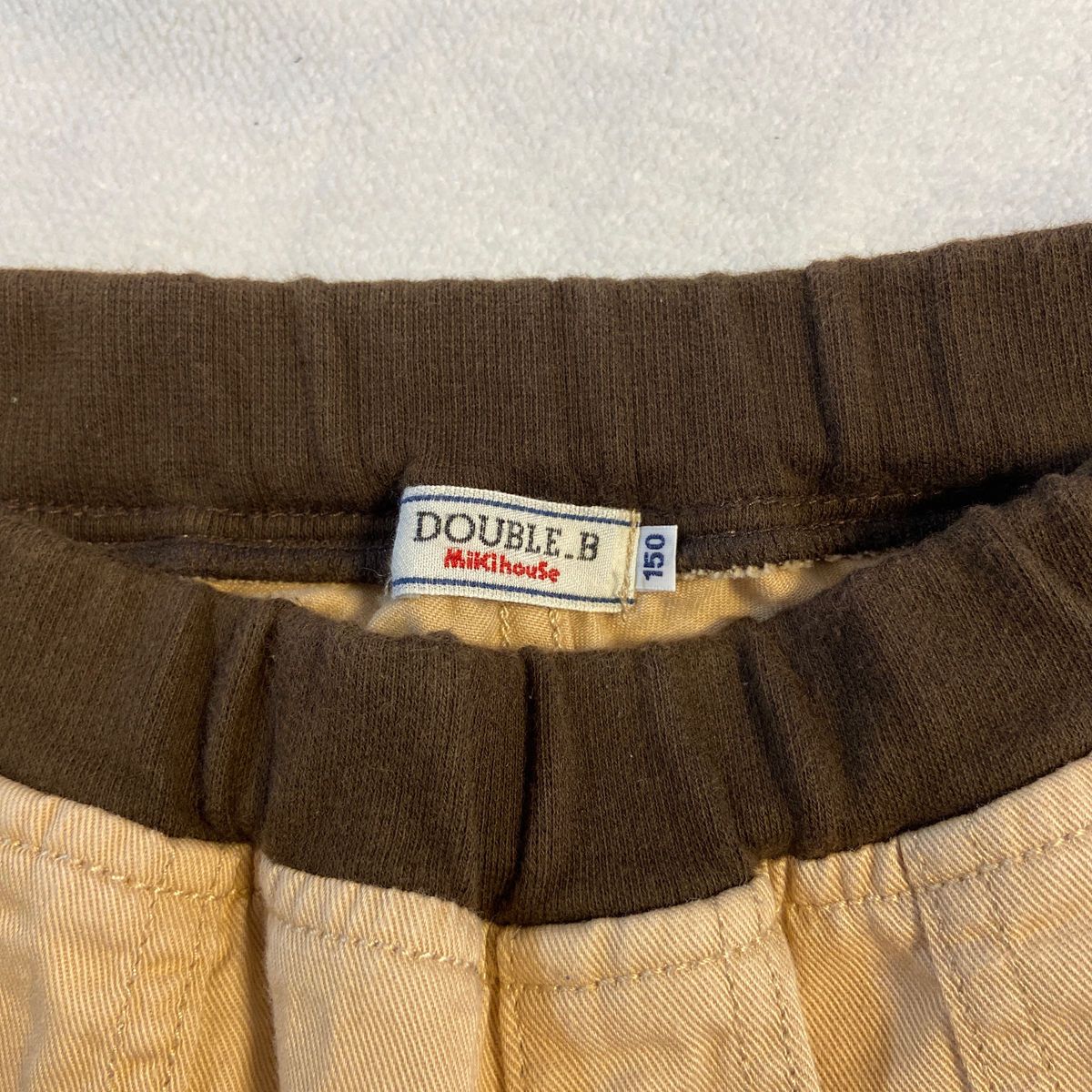 【USED】double.b ダブルビー ロングパンツ 長ズボン  コットン ベージュ ウエストゴム キッズ 150 No.122