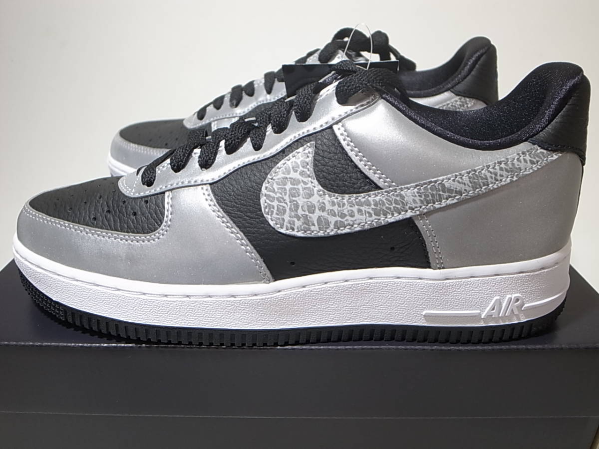 【送料無料 即決】NIKE AIR FORCE 1 Bシルバースネーク26.5cm US8.5新品 3Mリフレクティブ SILVER SNAKE黒蛇エアフォース1ヘビ柄DJ6033-001