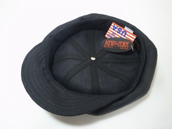 【送料無料 即決】New York HatニューヨークハットNewYorkHat USA製 Linen Spitfireリネン素材キャスケット 黒 ブラック L 新品 アメリカ製